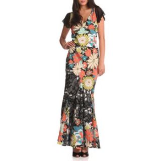Uttam Boutique Black/Multi Embellished Maxi Dress