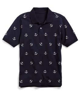 Cotton Short Sleeve Anchor Print Polo®   Brooks Brothers