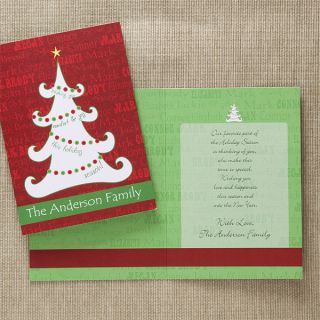 11968   Christmas Tree Personalized Christmas Cards   Front and 