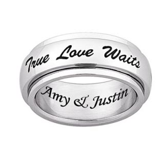 True Love Waits Purity Spinner Ring in Stainless Steel (25 Characters 