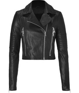 Brand Black Leather Biker Jacket  Damen  Jacken  
