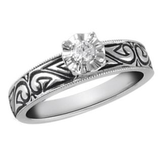 10 CT. Diamond Tribal Design Engagement Ring in Sterling Silver with 