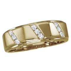 Mens 1/4 CT T.W. Diamond Triple Diagonal Satin Band in 14K Gold 