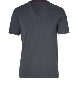 Hugo Open Grey Short Sleeve Stretch Cotton V Neck T Shirt  Herren  T 
