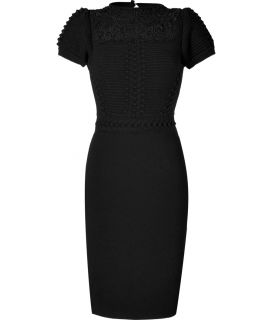 Valentino Black Wool Cashmere Textural Knit Sheath Dress  Damen 