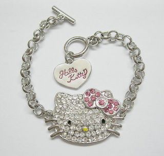 Cute Pink Bow Hello Kitty CRYSTAL Bracelet for Girl Birthday party 