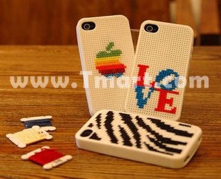 Cross Stitch Series Silicone Case for iPhone 4 Milk White   Tmart