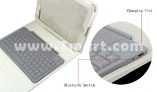 Folding PU Leather Case with Silicone Bluetooth Keyboard for iPad 2/3 