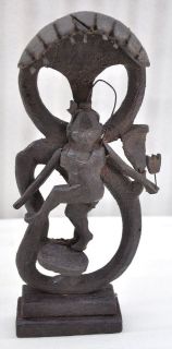  Original Antique Hand Carved Wooden God Shiva Dancing Idol Figurine