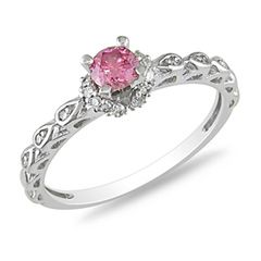CT. T.W. Enhanced Pink and White Diamond Engagement Ring in 14K 