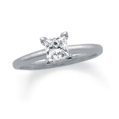 CT. Princess Cut Diamond Solitaire Engagement Ring in 18K White 