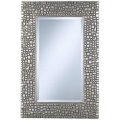 Textured Relief 36 High Silver Wall Mirror