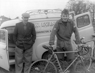 Joeseph and Gary Smith in front of the F.W Evans van, around 1960