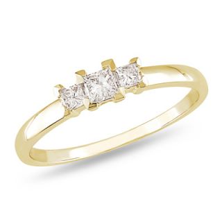 CT. T.W. Princess Cut Diamond Three Stone Ring in 10K Gold   View 