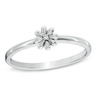 Stackable Diamond Accent Flower Ring in 10K White Gold   Rings   Zales
