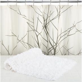 CB2   2 piece arbor shower curtain and angel hair rug gift set 