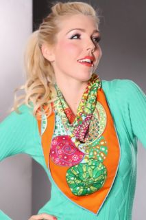 Orange Print Snail Shell Silk Scarf @ Amiclubwear scarf Online Store 