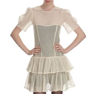 Religion Cream Oil Mesh Tiered Dress