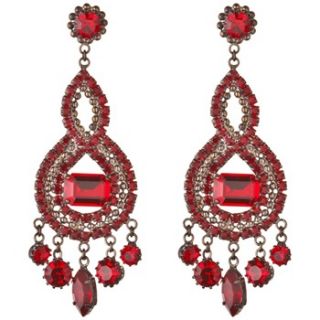 Krystal Silver/Red Swarovski Droplet Earrings