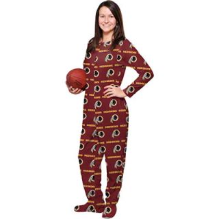 Washington Redskins Womens Maroon One Piece Footie Pajamas Suit 