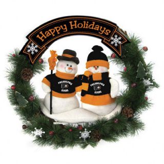 Philadelphia Flyers Team Snowman Christmas Wreath 