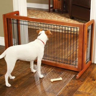 Freestanding Hardwood Dog Gates at Brookstone—Buy Now