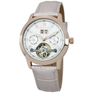 Reichenbach Ladies Light Pink/Silver/Rose Gold Leather Strap Watch