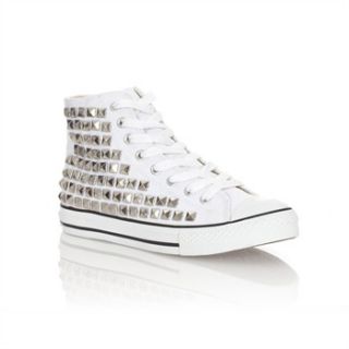 Manoush White Studded High Top Trainers