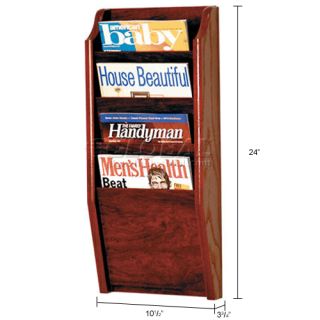 Bookcases & Displays  Literature Organizers  4 Pocket Oak Wall Rack 