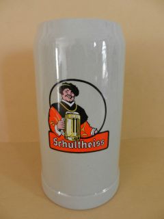   Schultheiss Gerz Glazed Ceramic Beer Stein Mug Marked West Germany