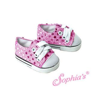   sequin glitter sneakers fit American Girl dolls, Bitty Baby dolls