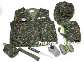 Xmas Army Commando Military Soldier Wargame Kid Child Costume 8PC Set 