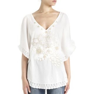 Nougat London White Loose Embroidered Top