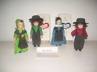 Vintage Set of 4 Dolls with Amish Style Clothing and Hats 2 