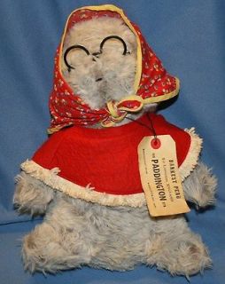 Paddington Bears Aunt Lucy Vtg 1975 Eden Toys w/ tag glasses poncho 