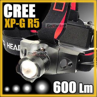 600Lm CREE XPG R5 LED Headlamp Headlight Zoomable 3xAAA