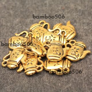 10pcs Vintage Gold Plated Teapot House Charms Jewelry Findings 13g 