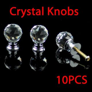   20mm Round Crystal Glass Cabinet Knobs Drawer Furniture Pull Handle
