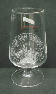 SAN MIGUEL LAGER STEMMED HOME BAR PUB PINT GLASS NEW M11 UNUSED
