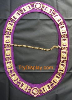 32nd Degree Wings Down Masonic Chain Collar Purple Back Scottish Rite 