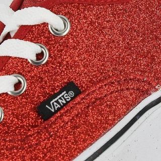 Vans Womens Authentic Shiny Glitter Red trainers classic womens shoe 