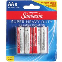 Bulk Sunbeam Super Heavy Duty AA Batteries, 8 ct. Packs at DollarTree 