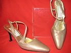 ROBERTO VIANNI shoe sz 6 N 3 heel soft gray gold leather Italy Neiman 