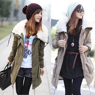 Korea Women Warm Long Sleeve Zip Fleece Winter Coat Jacket Outwear 