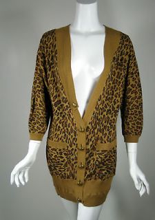 MIKE GONZALEZ Brown Leopard Cardigan Sweater Size Medium