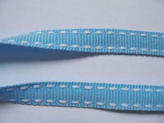 10y 3/8 Saddle Stitch Grosgrain Ribbon  Blue/W​hite RB053