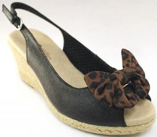 NEW Lindsay Phillips Switchflops SNAP Top EVIE BLACK Leopard Bow Wedge 