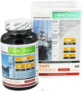 Nutra Origin   Omega 3 Krill Oil High Potency 1000 mg.   60 Softgels 