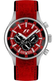 JACQUES LEMANS F5034D Watches,Mens Monza Chronograph Red Leather 