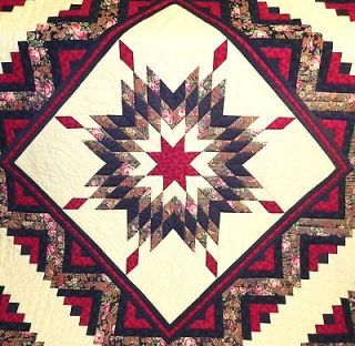 Amish Lancaster County Pa Hand Made Quilt Star Patchwork King 112x98